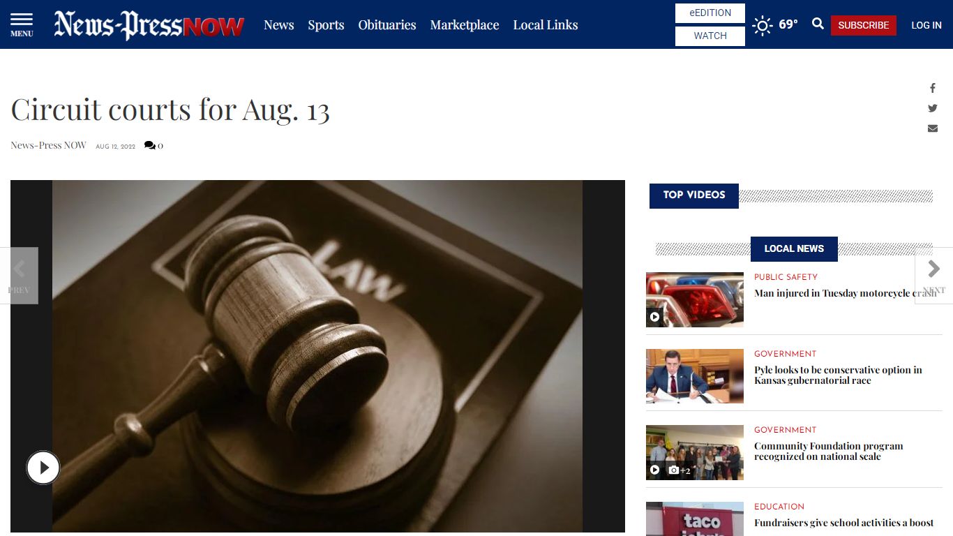 Circuit courts for Aug. 13 | Circuit Courts | newspressnow.com
